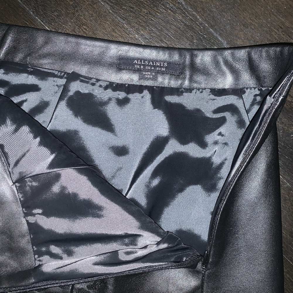 NEW All Saints REAL Leather Black Skirt 4 NWOT - Picture 5 of 10